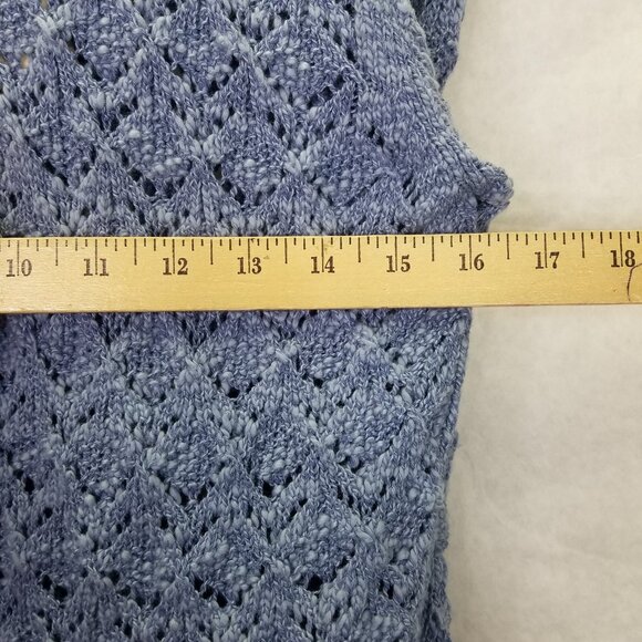 BLARNEY Woolen Mill Open Front Cardigan Women M Cotton Linen Denim Blue Knit NEW - Picture 14 of 14